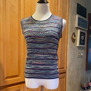 Missoni for Neiman-Marcus Italian Vintage Vibe Striped Multicolor Sleeveless Top